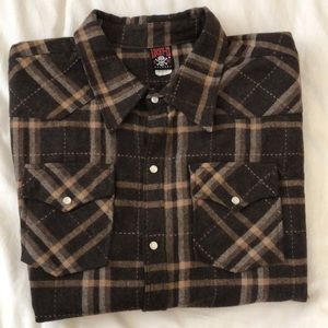 Men’s XL Lucky 13 Wool/Poly Snap Flannel